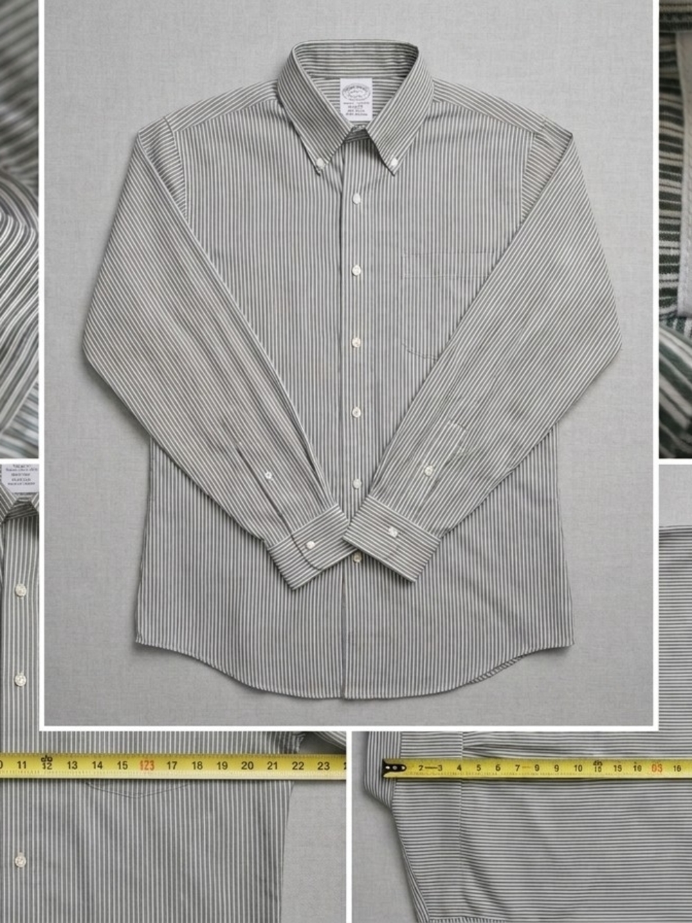 Brooks Brothers Men's Black and White Pinstripe Button-Down Shirt